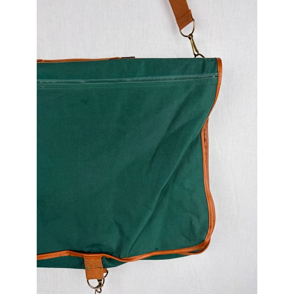 Ralph Lauren Vintage Green Canvas Leather Trim Garment Travel Bag Suit Cover